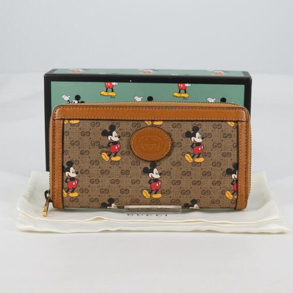 GUCCI X DISNEY GG Supreme Monogram Mickey Mouse Zip Around Wallet - Picture 1 of 13